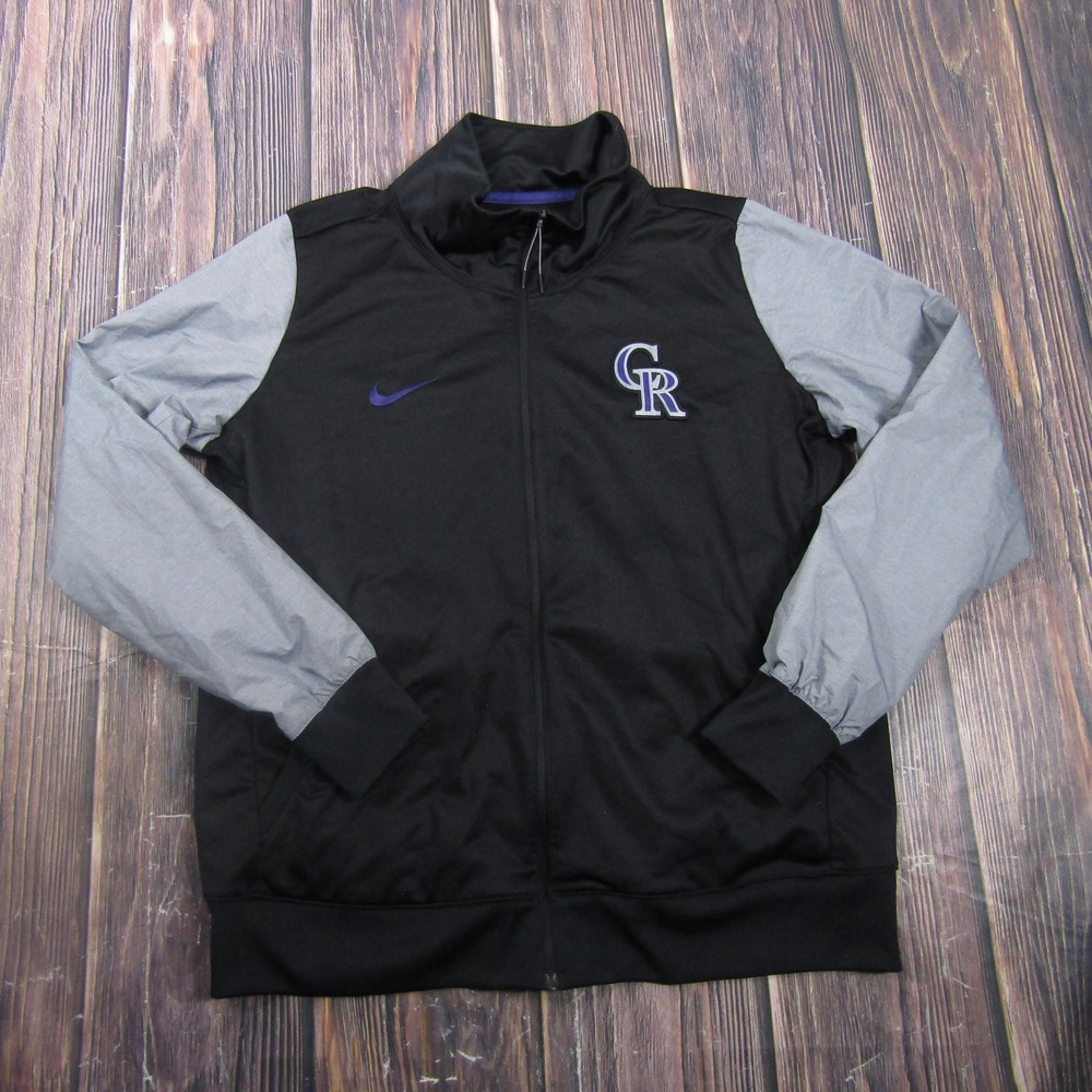 Nike‎ Jacket Mens XL Black Full Zip Track Jacket Colorado Rockies MLB Genuine